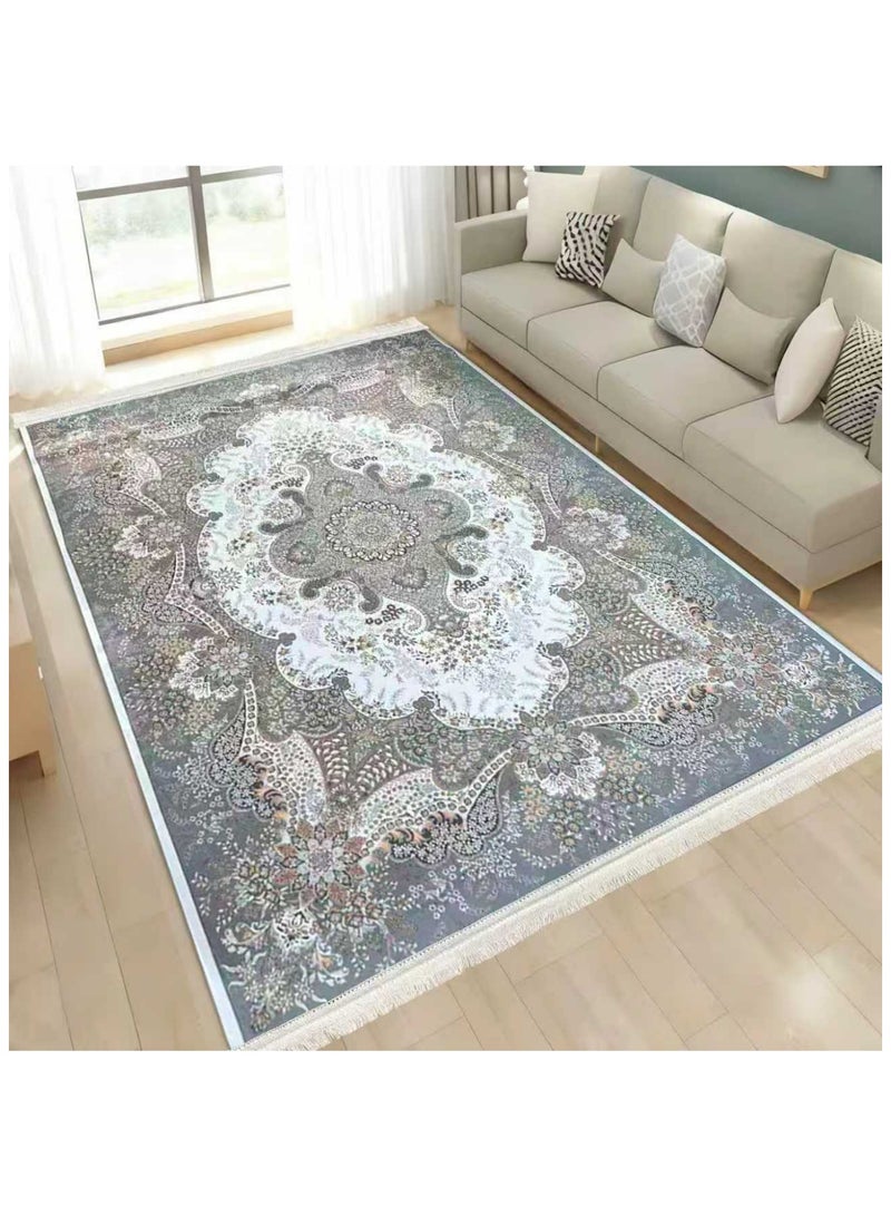 SMART HOME Large padded floor mat with a soft velvet surface and non-slip backing - Living room rug - Majlis rug - Lounge rug - Luxurious decorative rug - Elegant rug with modern patterns for living rooms and majlis - Size 400x300cm - Suitable for everyday use and entertaining - Image 2